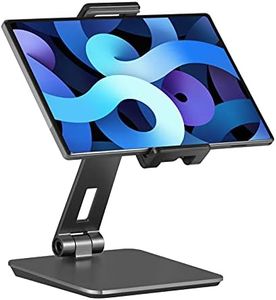 Tablet Stand Adjustable & Foldable, 360° Swivel Heavy Aluminum Tablet Holder, Compatible with iPad, Tab, Kindle Fire, Nexus, E-Reader (7-13") (Dark Gray)