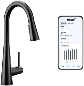 Moen Sleek Matte Black Smart Faucet Touchless Pull Down Sprayer Kitchen Faucet with Voice Control and Power Boost, 7864EVBL