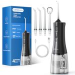 Operan Water Dental Flosser for Teeth Cordless, 300ML Rechargeable Oral Irrigator with 4 Modes, Water Flossers for Adults, IPX7 Waterproof, Use at Home/Travel, Black,1 Pack + 4 Nozzles
