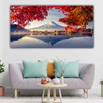 The Seven Colours Beautiful Canvas Landscape Painting Mountain in Autumn Abstract Modern Wall Art Decor Big Large Size Paintings for Living Room (48 By 24 Inches | 120 By 60 CM) (With Frame)