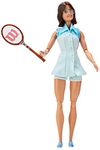 Barbie Inspiring Women Series Billie Jean King Collectible Doll, 12-in, Wearing Tennis Dress and Accessories, with Doll Stand and Certificate of Authenticity