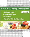 Spring Chef 100% Heavy Duty Stainless Steel Baking Rack & Cooling Rack, Oven Safe, 11.8 x 17 Inches, Set of 2, Fits Half Sheet Cookie Pan