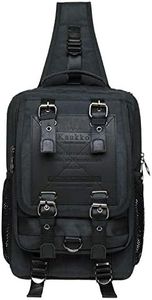 KAUKKO Paquete de Pecho Bolsa de Lona Mochila para los Hombres (Negro-1)