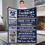 Godson Gifts for Boys, To My Godson Throw Blankets from Godmother Godfather, Soft Fleece Flannel Birthday Christian Baptism Christening Inspirational Best Godson Ever Gifts from Godparents, 130x152 cm