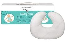 Baby Works - Nursing Pillow and Positioner, for Breastfeeding and Bottle Feeding, Supportive Memory Foam, Machine Washable Cover - White