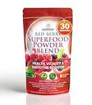 Red Berry Superfood Powder Blend - Evanmore Super Complete Reds Mix Vegan & Vegetarian Friendly Smoothie Juice Health Vitality Booster Supplement - 150g / 30 Servings - Natural Gluten Free Megablend