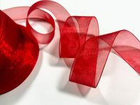 Red Organza Ribbon (W = 1 inch 2.5 cm. Red L = 20 Yard) for Bridal Gift wrap, Wrapping Bows, Gift Bows, Bows,Christmas Party Decoration.(Pack of 2 Ribbons)