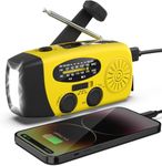 Wind Up Radio, Solar Powered Emergency Radio with SOS Alarm, AM/FM Hand Crank Radio with USB Mobile Phone Charger,2000 mAh Rechargeable Power Bank, Portable Radio with Flashlight for Camping