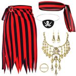 Horolam Pirate Costume Adult Women, Pirate Costume Women Pirate Accessories with Skirt Head Scarf Necklace Earrings Eye Patch