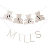 Ginger Ray Teddy Bear Shower Customisable Baby Name Bunting-2m, Taupe