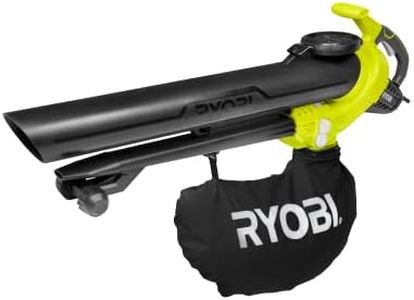 RYOBI 3000W Elektro-Laubsauger RBV3000CESV, Luftmenge16 m³/min, Luftgeschwindigkeit 375km/h, Fangsackgröße 45L, (Laub-) Häckselverhältnis 16:1