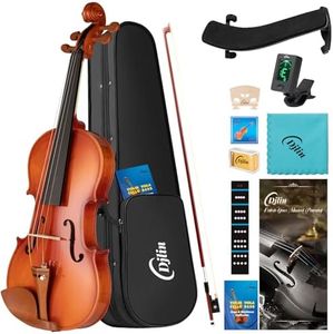 Djlin 1/2 Full Size for Beginners Adults, Violin Set with Fiddle Flaming Pattern Violin for Kids, Accessories Include Case, Violin Rosin, Violin Bow, Violin Strings, Violin Shoulder Rest