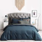 SUSYBAO Teal Blue Duvet Cover Queen Size 100% Cotton Dark Teal Duvet Cover 3 Pieces Set 1 Deep Teal Green Duvet Cover with Zipper Ties 2 Pillow Shams Classic Soft Solid Teal Blue Bedding Set Durable