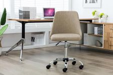 Finch Fox Taskpro Fabric Upholstered Height-Adjustable 360° Swivel Revolving Office Study Desk Chair in Cream Color