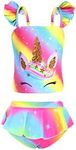 RuuYiicoco Little Girls Two Pieces Bikinis Unicorn Swimsuit Mermaid Tankini Bathing Suit (Rainbow Unicorn, 5 Years)