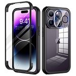 seacosmo for iPhone 14 Pro Max Case, [Tempered Glass Screen Protector+Camera Lens Protector] Full Body Clear Bumper iPhone 14 Pro Max Phone Case Shockproof Protective Cover for iPhone 14 Pro Max 6.7''