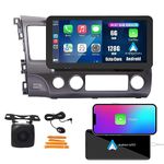 Kunfine Car CarPlay Android Auto Navigation Stereo GPS Radio Reverse Camera Display 10.33" QLED Touchscreen Headunit Tablet Pad Media Player for Honda Civic 2004-2011, if Applicable Octa Core 6G+128G