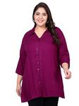 Indietoga Women's Plus Size Rayon Longline Casual Regular Fit Shirts (P10001329_Purple Solid_4Xl)