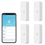 WiFi PIR Motion Sensor: Tuya Smart Motion Detector for Home Security, Wireless Infrared Movement Detector with Remote Monitoring App, Compatible with Alexa Voice Command (4-Pack)