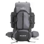 Tripole Walker 65 Litre Rucksack For Trekking And Travel | Laptop Sleeve | Water Repellent | Rain Cover | 3 Year Warranty, Black
