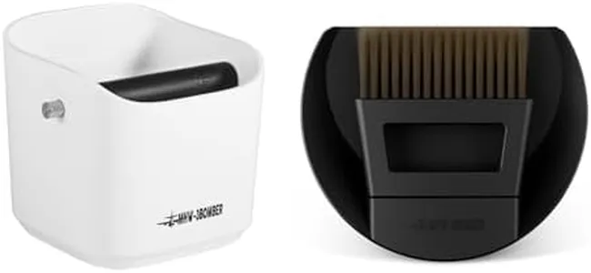MHW-3BOMBER Coffee Knock Box White and Mini Broom and Dustpan Set