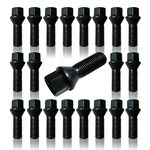 BIMECC Set of 20 Alloy Wheel Bolts for VW Transporter T5 | T6 - M14x1.5-33mm Thread Length - Taper - Black - For use with AFTERMARKET Alloy Wheels ONLY - DO NOT USE WITH OE VW ALLOYS OR STEELS