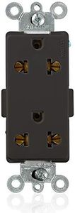Leviton 5835-E Decora Plus Straight Blade and Europlug Receptacles, Commercial Specification Grade, 16 Amp, 250 Volt, Black