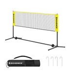 SONGMICS 3 m Badminton Net, Volleyball Net, Adjustable Poles in Height, Portable Set for Tennis, Beach-Volleyball, for Garden, Park, Outdoor, Yellow SYQ300Y