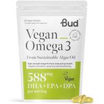 Vegan Omega 3 Supplements - High-Strength DHA EPA & DPA - Premium Plant-Based Algae Oil Omega 3 - Omega Supports Brain, Eye & Heart Health - 60 Omega 3 Vegan Capsules (1 Month Supply)