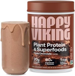 Happy Viking Triple Chocolate Protein + Superfoods Powder, Created by Venus Williams, 20G Protein, Low Carb, Keto, Vegan, Gluten-Free, Non-GMO, Complete Meal Replacement, 1 Canister (24 oz.)