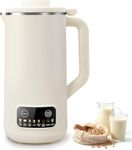 20 Oz Soy Milk Maker - Automatic Almond Milk Machine for Homemade Plant-Based Milk, Oat and Soybean - Stainless Steel Milk Maker with Delay Setting and Self Cleaning (White)