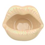 LIABI Lips Decorative Bowl Ceramic Lipstick Ring Holder Jewelry Tray Cosmetic Storage Display Holder Desktop Hair Ties Clips Storage Case in Bathroom for Women Men(white rainbow)