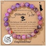 JoycuFF 2024 Graduation Bracelet for Her Class of 2024 Graduation Gift Inspirational Charm Beaded Bracelet for Daughter Granddaughter Niece Sister, 7in, Stone, no gemstone