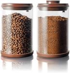 Tourdeus 2 Pack Large Airtight Coffee Canisters with CO2 Valve - 21oz Borosilicate Glass Storage Containers for Fresh Coffee Beans & Grounds, with Air Tight Pop Lid