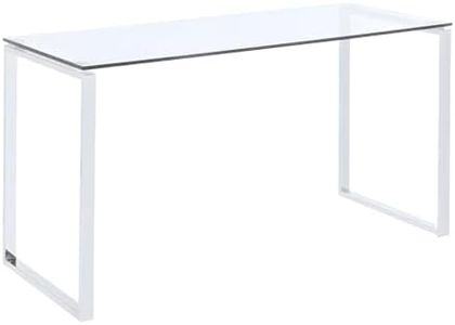 Vente-unique - Scrivania in Vetro temperato e metallo cromato - FREYA