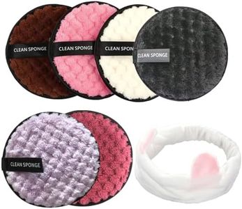 TRADERPLUS Makeup Remover Reusable Microfibre Wipes Cloth Pads Washable Face Wipe Rounds with Headband