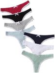 GORGLITTER Women's 7 Pack G String Thongs Low Rise G-String Thongs Coquette Underwear Panties Red Black Grey Blue Navy Beige Green Medium