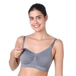 motherly Maternity Bra Padded Breastfeeding Nursing Bras For Women With Removable Pads Grey - Nylon, Large