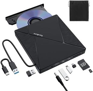 PeroBuno External CD DVD Drive, USB 3.0 Optical Disc Drive, 4 USB Ports and 2 TF/SD Card Slots, CD DVD Burner Writer Reader Player for Laptop Macbook iMac Desktop PC Windows 11/10/8/7/XP Linux Mac OS