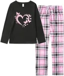 VENTELAN Womens Pajama Set Long Sleeve Pajamas Top and Pants V Neck 2 Piece Pjs Set Soft Sleepwear Loungewear,Pink Heart,S