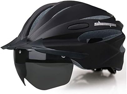 Shinmax Casco de Bicicleta Adulto con Luz LED USB Recargable Casco Bici con Gafas Magnéticas y Visera Extraíble Desmontables Casco Ciclismo para Hombre Mujer Casco MTB BMX Tamaño Ajustable 57-62 cm
