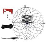Folding Crab Trap with Casting Rope and Mesh Bait Box and Dungeness Crab Measuring Tool and Zip Ties Castible