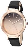 Nine West Women's NW/2288RGBK Rose Gold-Tone and Black Strap Watch, Black/Rose Gold