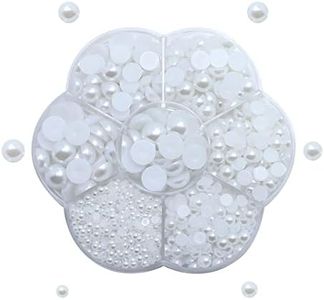 BEZANU Half Pearls Beads, 1620pcs White Flatback Pearl for DIY Craft Making, Nail Art, Jewelry Making (3/5/6/8/10mm)