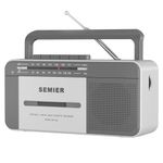 SEMIER Retro Cassette Player Recorder Boombox with AM/FM Radio Stereo, AC or Battery Powered Portable Vintage Casette Tape Player with 6W Loud Speaker and Earphone Jack for Home or Outdoor