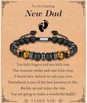 KORAS Gifts for Men Boys, Boyfriend Husband Bracelet Tiger Eye Bracelet for Dad Grandad Son Uncle Brother, Beads Bracelet Present for Birthday Fathers Day Christmas Valentines Day, New Dad, Stone