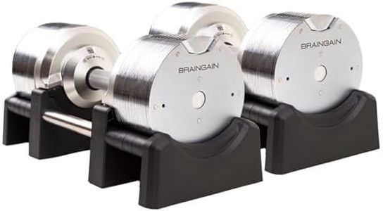 BRAINGAIN Haltères réglables - 41,5kg Chrome - Poids Polyvalents pour la Musculation à Domicile