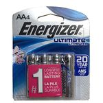 Energizer L91BP-4 Ultimate Lithium AA Batteries 4 Batteries per Package