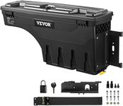 VEVOR Truck Bed Storage Box, Lockable Lid, Waterproof ABS Wheel Well Tool Box 6.6 Gal/20 L with Password Padlock, Compatible with Tundra 2007-2021, Passenger Side, Black