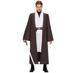 Spooktacular Creations Adult Men Brown Tunic Hooded Robe, Set with Coat, Robe, Belt and some Halloween Accessories for Halloween Costume Cosplay-M